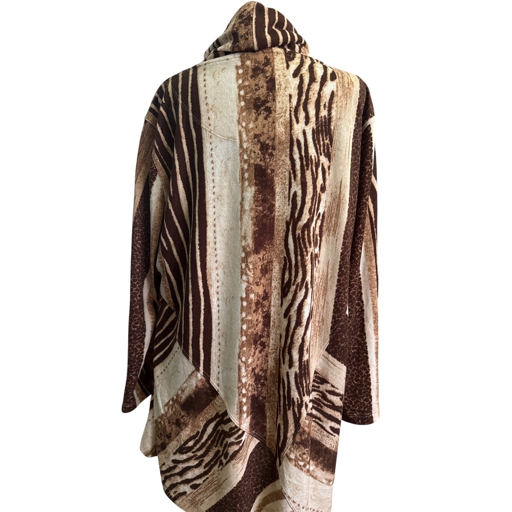 Multiples Natural Attraction Animal Print Cowl Neck Tunic Top XL Brown M42608TM - Picture 3 of 5